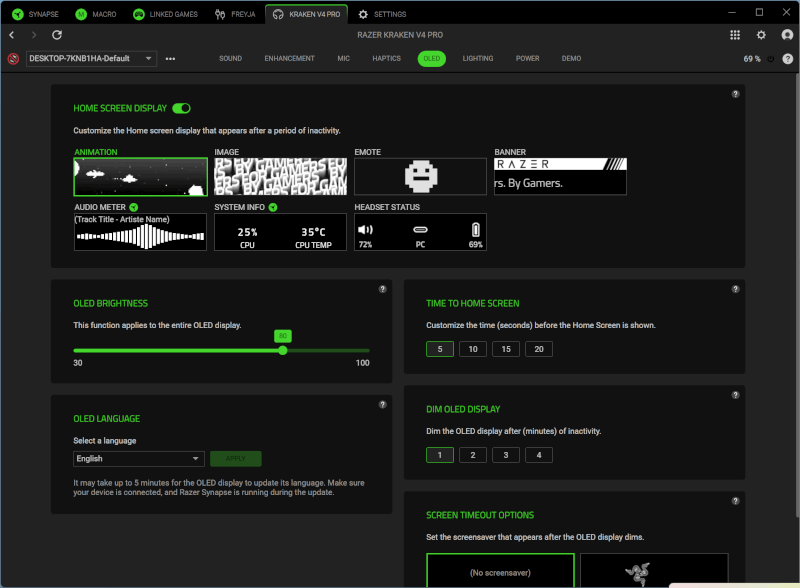 OLED HUB RGB Wireless Razer Kraken V4 Pro Multi-platform Sensa gaming headset test.png